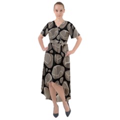 Rock Stone Seamless Pattern Front Wrap High Low Dress by Nexatart