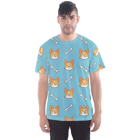 Cute Corgi Dog Face Pattern Men s Sports Mesh Tee by Nexatart