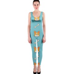 Cute Corgi Dog Face Pattern One Piece Catsuit by Nexatart