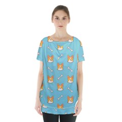 Cute Corgi Dog Face Pattern Skirt Hem Sports Top by Nexatart