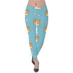 Cute Corgi Dog Face Pattern Velvet Leggings by Nexatart