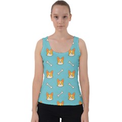 Cute Corgi Dog Face Pattern Velvet Tank Top by Nexatart