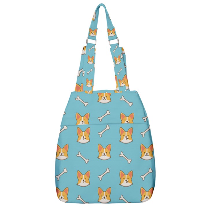 Cute Corgi Dog Face Pattern Center Zip Backpack