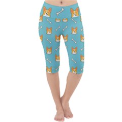 Cute Corgi Dog Face Pattern Lightweight Velour Cropped Yoga Leggings by Nexatart