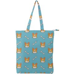 Cute Corgi Dog Face Pattern Double Zip Up Tote Bag by Nexatart