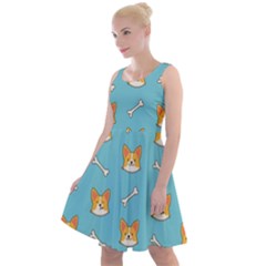 Cute Corgi Dog Face Pattern Knee Length Skater Dress by Nexatart