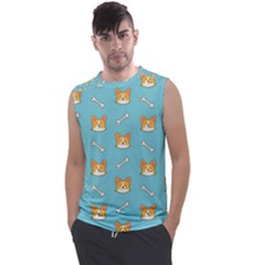 Cute Corgi Dog Face Pattern Men s Regular Tank Top