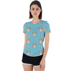 Cute Corgi Dog Face Pattern Back Cut Out Sport Tee