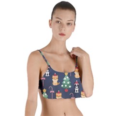 Boston Terrier Welsh Corgi Puppies Seamless Pattern Wallpaper Layered Top Bikini Top  by Nexatart