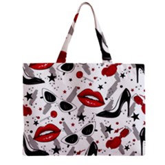 Red Lips Black Heels Pattern Zipper Mini Tote Bag by Nexatart