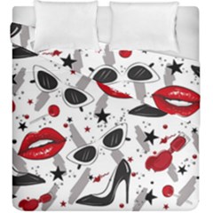 Red Lips Black Heels Pattern Duvet Cover Double Side (king Size) by Nexatart