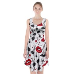 Red Lips Black Heels Pattern Racerback Midi Dress by Nexatart