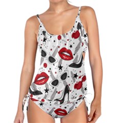 Red Lips Black Heels Pattern Tankini Set by Nexatart