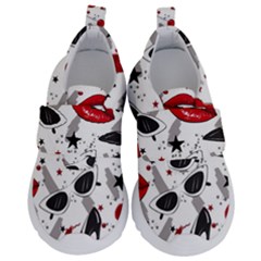 Red Lips Black Heels Pattern Kids  Velcro No Lace Shoes by Nexatart