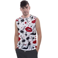 Red Lips Black Heels Pattern Men s Regular Tank Top