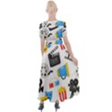 Cinema Icons Pattern Seamless Signs Symbols Collection Icon Button Up Short Sleeve Maxi Dress View2