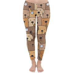 Cute Dog Seamless Pattern Background Classic Winter Leggings