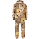 Cute Dog Seamless Pattern Background Hooded Jumpsuit (Men)  View1