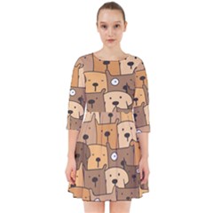 Cute Dog Seamless Pattern Background Smock Dress by Nexatart