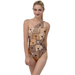 Cute Dog Seamless Pattern Background To One Side Swimsuit by Nexatart