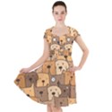 Cute Dog Seamless Pattern Background Cap Sleeve Midi Dress View1