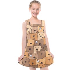 Cute Dog Seamless Pattern Background Kids  Cross Back Dress by Nexatart