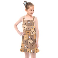 Cute Dog Seamless Pattern Background Kids  Overall Dress by Nexatart