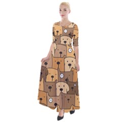 Cute Dog Seamless Pattern Background Half Sleeves Maxi Dress by Nexatart