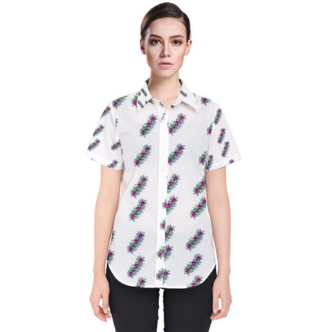 Japan Cherry Blossoms On White Women s Short Sleeve Shirt by pepitasart