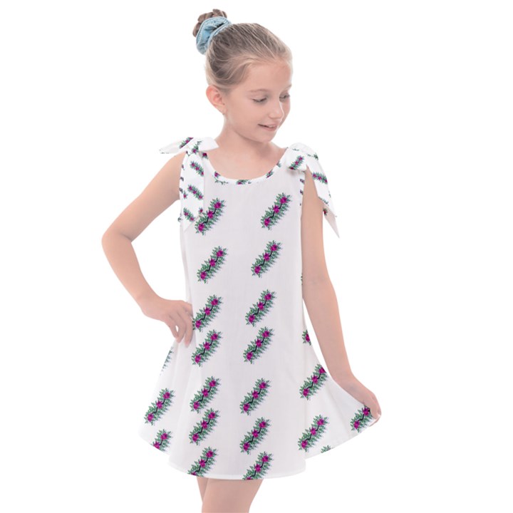 Japan Cherry Blossoms On White Kids  Tie Up Tunic Dress