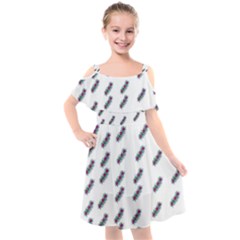 Japan Cherry Blossoms On White Kids  Cut Out Shoulders Chiffon Dress