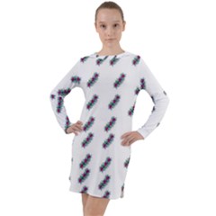 Japan Cherry Blossoms On White Long Sleeve Hoodie Dress