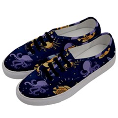 Marine Seamless Pattern Thin Line Memphis Style Men s Classic Low Top Sneakers