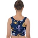 Marine Seamless Pattern Thin Line Memphis Style Velvet Crop Top View2