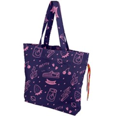 Various Cute Girly Stuff Seamless Pattern Drawstring Tote Bag by Nexatart