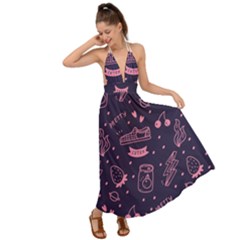 Various Cute Girly Stuff Seamless Pattern Backless Maxi Beach Dress by Nexatart