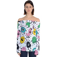 Funny Monster Pattern Off Shoulder Long Sleeve Top by Nexatart