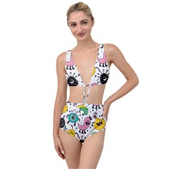 Funny Monster Pattern Tied Up Two Piece Swimsuit by Nexatart