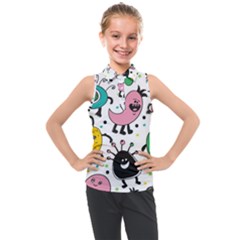 Funny Monster Pattern Kids  Sleeveless Polo Tee