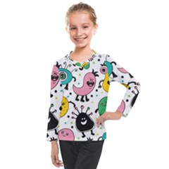 Funny Monster Pattern Kids  Long Mesh Tee