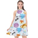 Animal Faces Collection Halter Neckline Chiffon Dress  View1