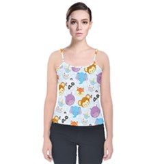 Animal Faces Collection Velvet Spaghetti Strap Top by Nexatart