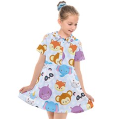 Animal Faces Collection Kids  Short Sleeve Shirt Dress