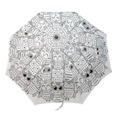 Circle Shape Pattern With Cute Owls Coloring Book Folding Umbrellas by Nexatart