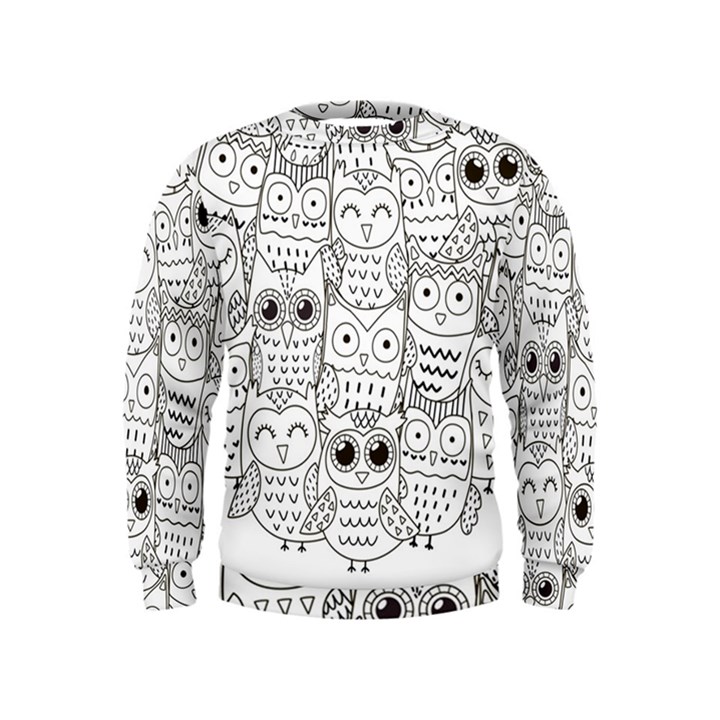 Circle Shape Pattern With Cute Owls Coloring Book Kids  Sweatshirt