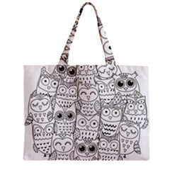 Circle Shape Pattern With Cute Owls Coloring Book Zipper Mini Tote Bag by Nexatart