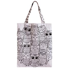 Circle Shape Pattern With Cute Owls Coloring Book Zipper Classic Tote Bag by Nexatart