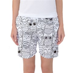 Circle Shape Pattern With Cute Owls Coloring Book Women s Basketball Shorts by Nexatart