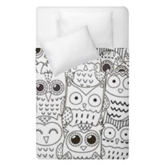 Circle Shape Pattern With Cute Owls Coloring Book Duvet Cover Double Side (single Size) by Nexatart