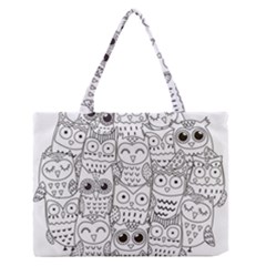 Circle Shape Pattern With Cute Owls Coloring Book Zipper Medium Tote Bag by Nexatart